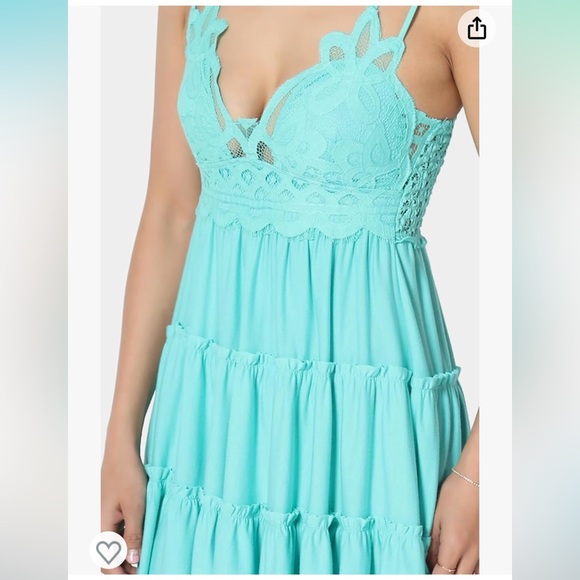 NWOT Zenana mint crochet lace cami dress size medium - Picture 8 of 14